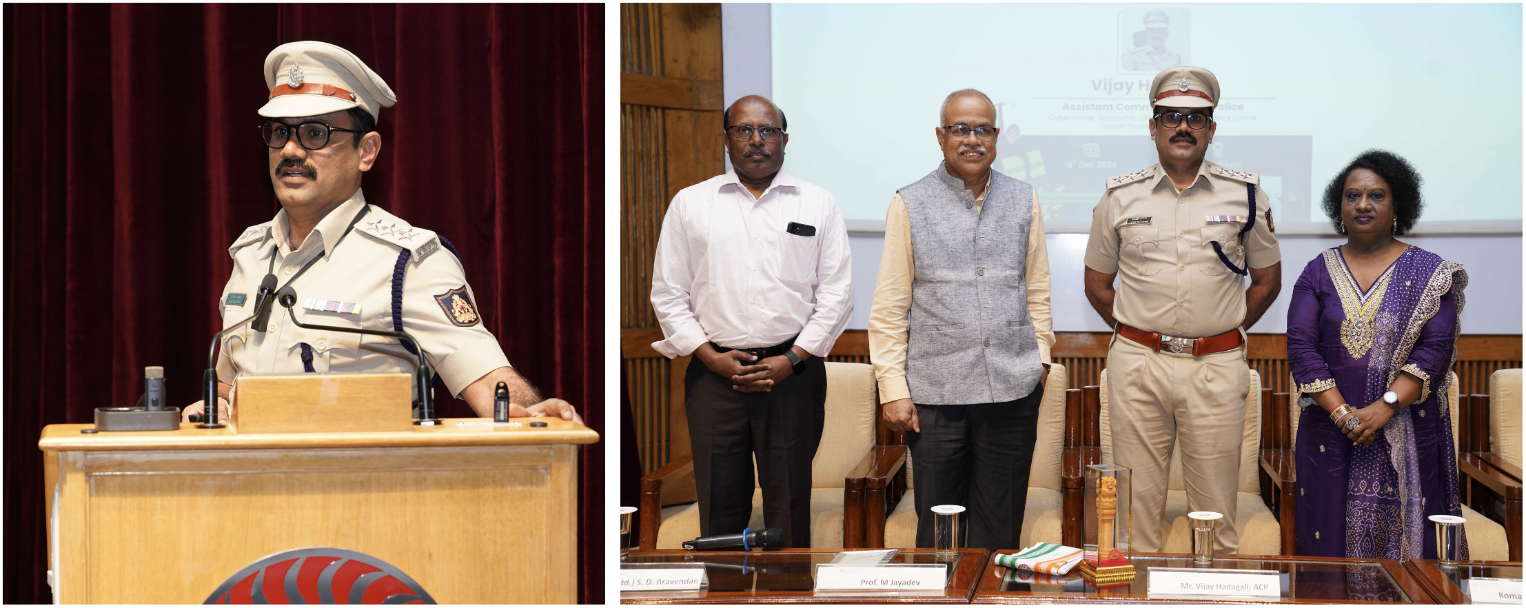 Mr. Vijay Hadagali, Assistant Commissioner of Police, Cyber Economics and Narcotics Crime, South Division, Bangalore, delivered a talk to the IIMB community on cyber crime, on 19th December 2024.